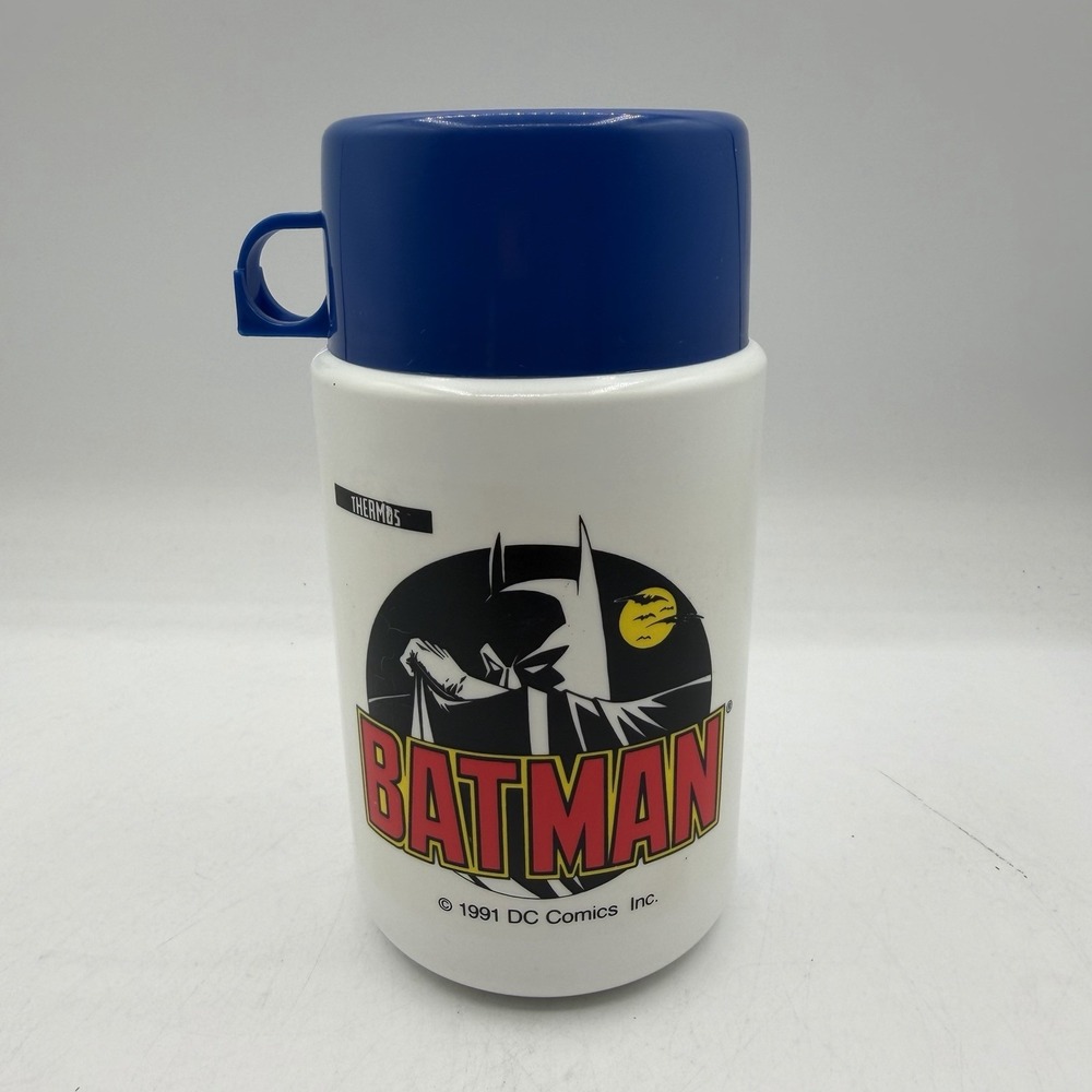 Vintage Batman Thermos w/ Lid DC Comics 1991 Blue White